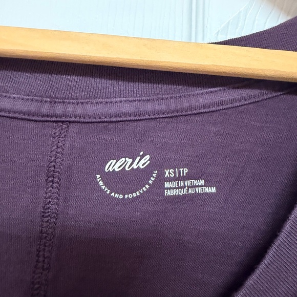 NWT Aerie Voop Oversized Boyfriend Deep Plum Short Sleeve T-Shirt XS Oversized - Picture 3 of 5